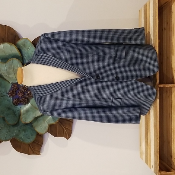 Michael Kors Men's 2 Button Blazer Sport Coat Jacket Navy Steel Blue Tattersall. - Picture 3 of 11